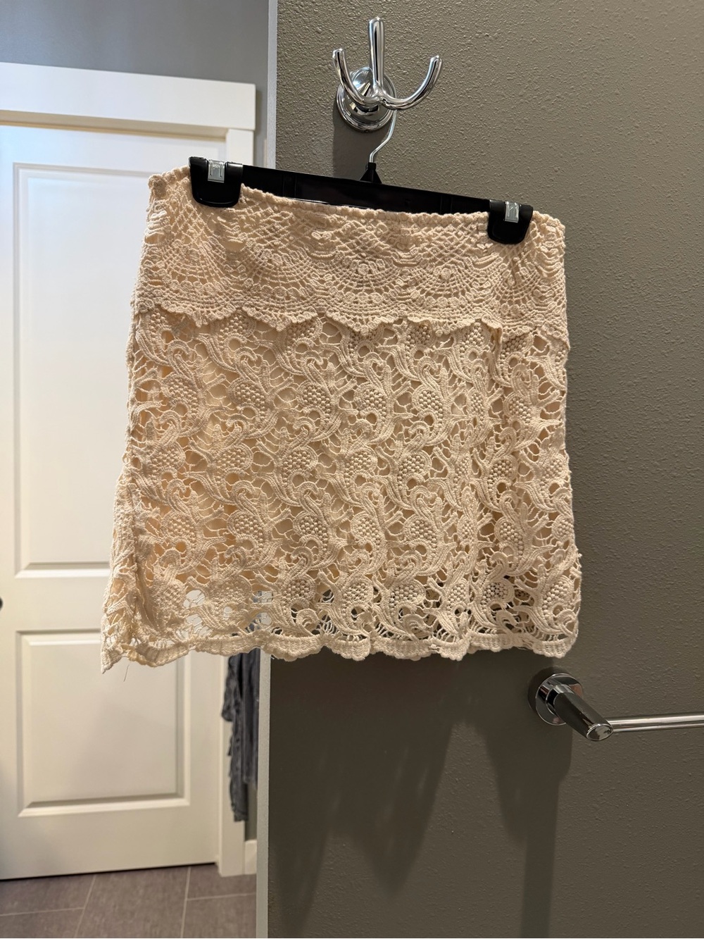 Cream Crochet Lace Mini Skirt